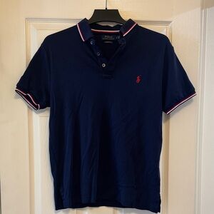 Men’s Polo by Ralph Lauren Navy Polo Shirt with Red and White Accents